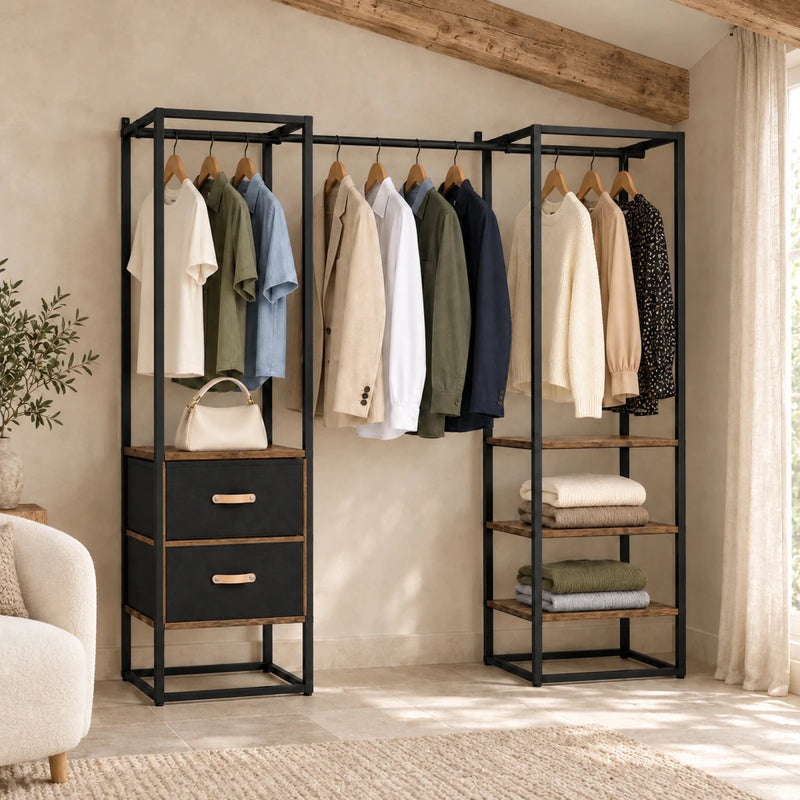 Kleidersystem mit Schubladen Arvid – 130 kg, ausziehbar 150–180 cm - nestful