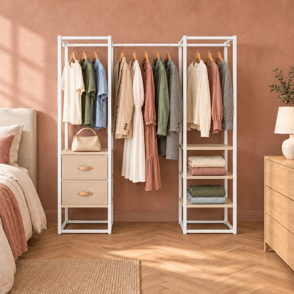 Kleidersystem mit Schubladen Arvid – 130 kg, ausziehbar 150–180 cm - nestful