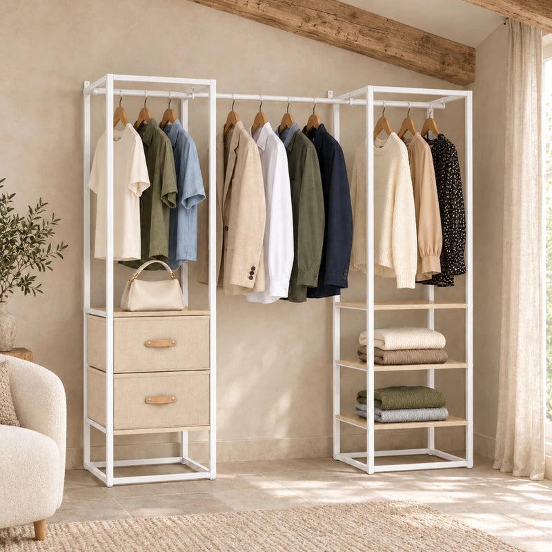 Kleidersystem mit Schubladen Arvid – 130 kg, ausziehbar 150–180 cm - nestful