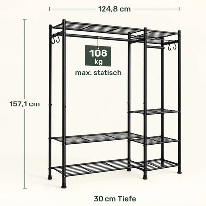 Kleidersystem mit Stangen und Ablagen Matteo – bis 178 kg - nestful