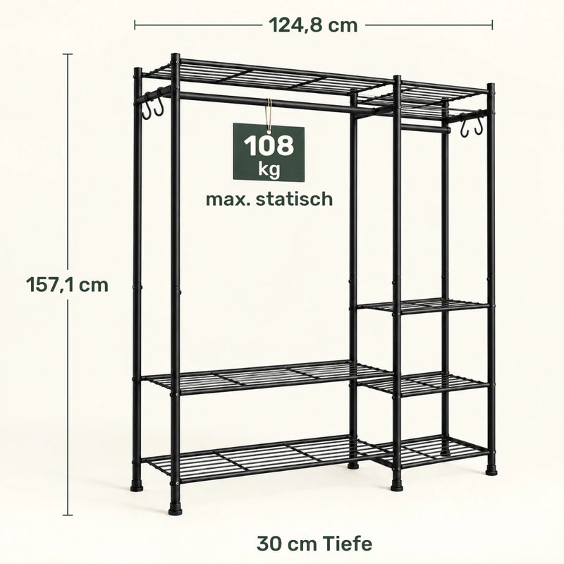 Kleidersystem mit Stangen und Ablagen Matteo – bis 178 kg - nestful