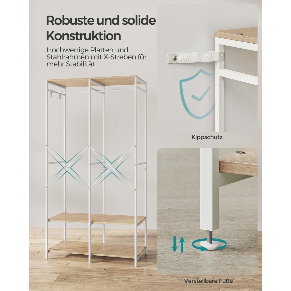 Kleidersystem – Rasmus – mit oberen und unteren Ablagen - nestful