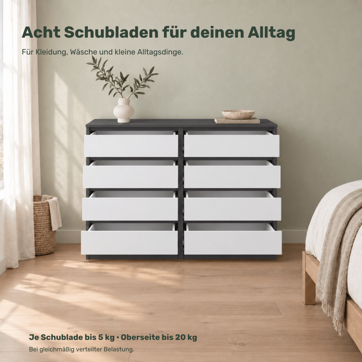 Kommode 120 cm – Gabriel – mit 8 Schubladen - nestful