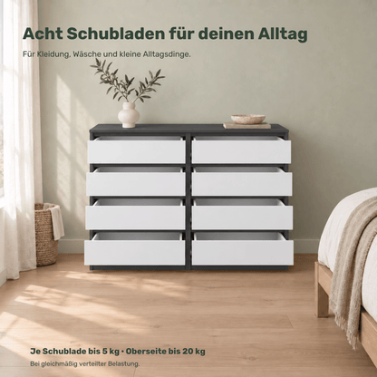 Kommode 120 cm – Gabriel – mit 8 Schubladen - nestful