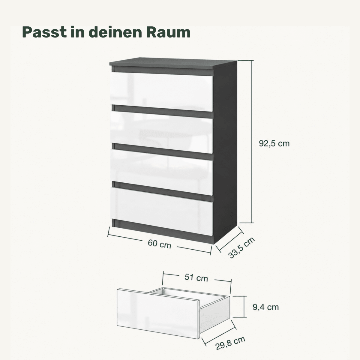 Kommode 60 cm – Gabriel – mit 4 Schubladen - nestful