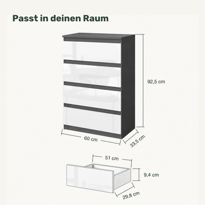 Kommode 60 cm – Gabriel – mit 4 Schubladen - nestful