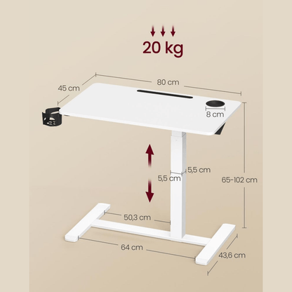Mobiler höhenverstellbarer Schreibtisch – Lumo – mit Rollen & Getränkehaltern - nestful