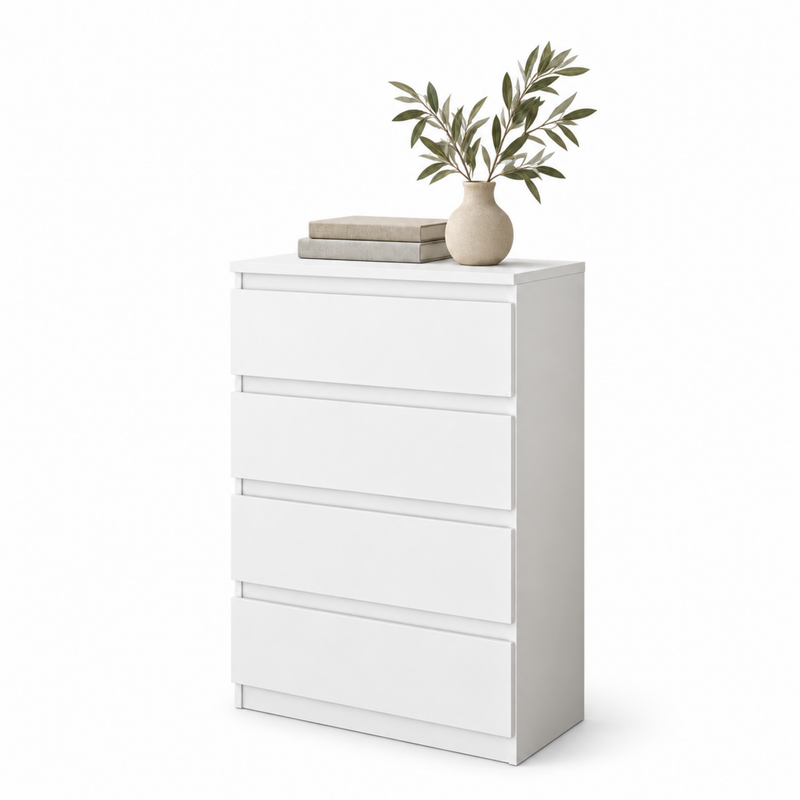 Kommode GABRIEL 60 cm, Korpus Weiß Matt, Front Weiß Matt – auf weißem Hintergrund