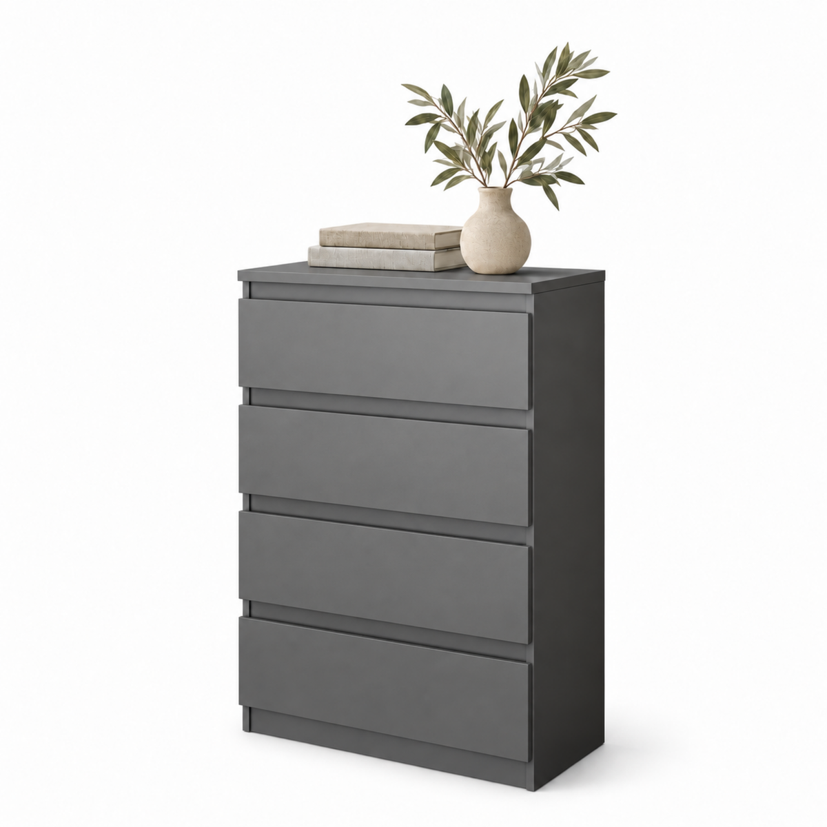 Kommode GABRIEL 60 cm, Korpus Anthrazit, Front Anthrazit – auf weißem Hintergrund