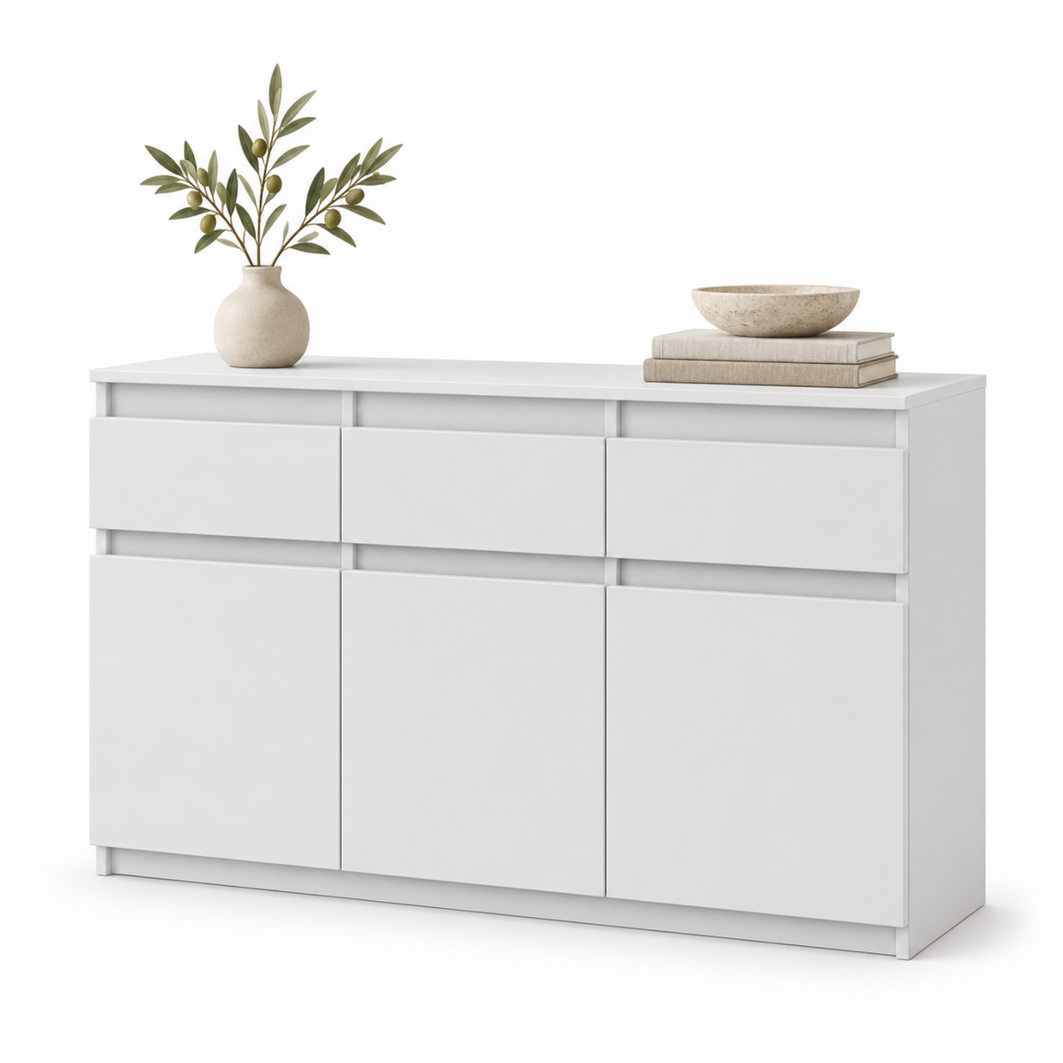 Sideboard NOAH 120 cm – Weiß Matt / Weiß Matt – Freisteller