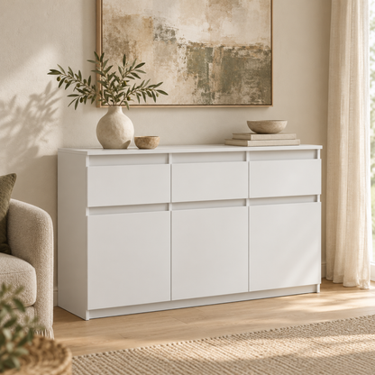 Sideboard NOAH 120 cm – Weiß Matt / Weiß Matt – Wohnraum
