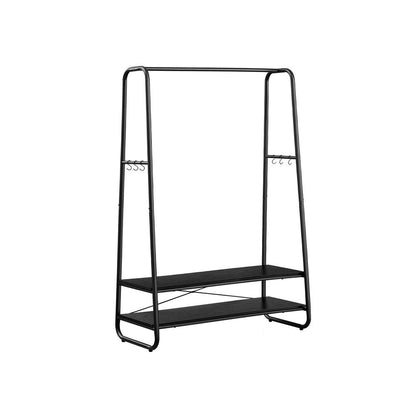 Premium Stahl Kleiderständer 130kg – Michael - Stehend mit 2 Holzablagen - nestful