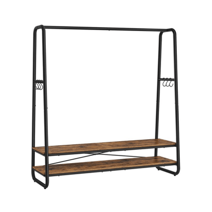 Premium Stahl Kleiderständer 200kg – Jonas - Stehend mit 2 Holzablagen - nestful