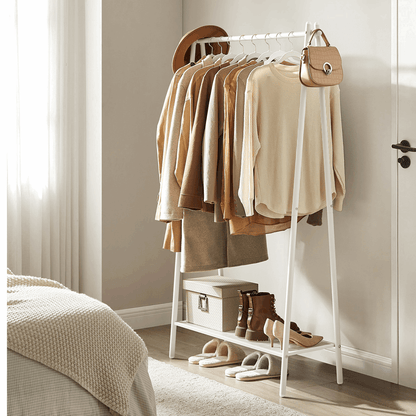 Premium Stahl Kleiderständer 40kg – Henry - Stehend mit Ablage - nestful