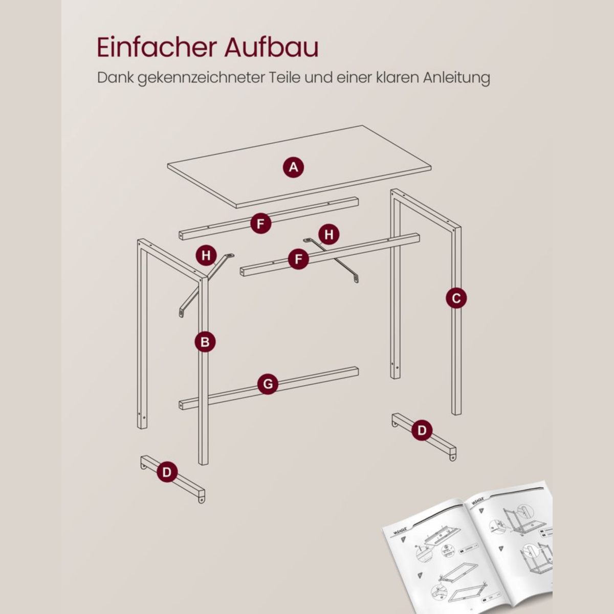Schmaler Schreibtisch – Luca – Kompakt & Klein im Industrie - Design - nestful
