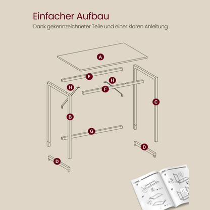 Schmaler Schreibtisch – Luca – Kompakt & Klein im Industrie - Design - nestful