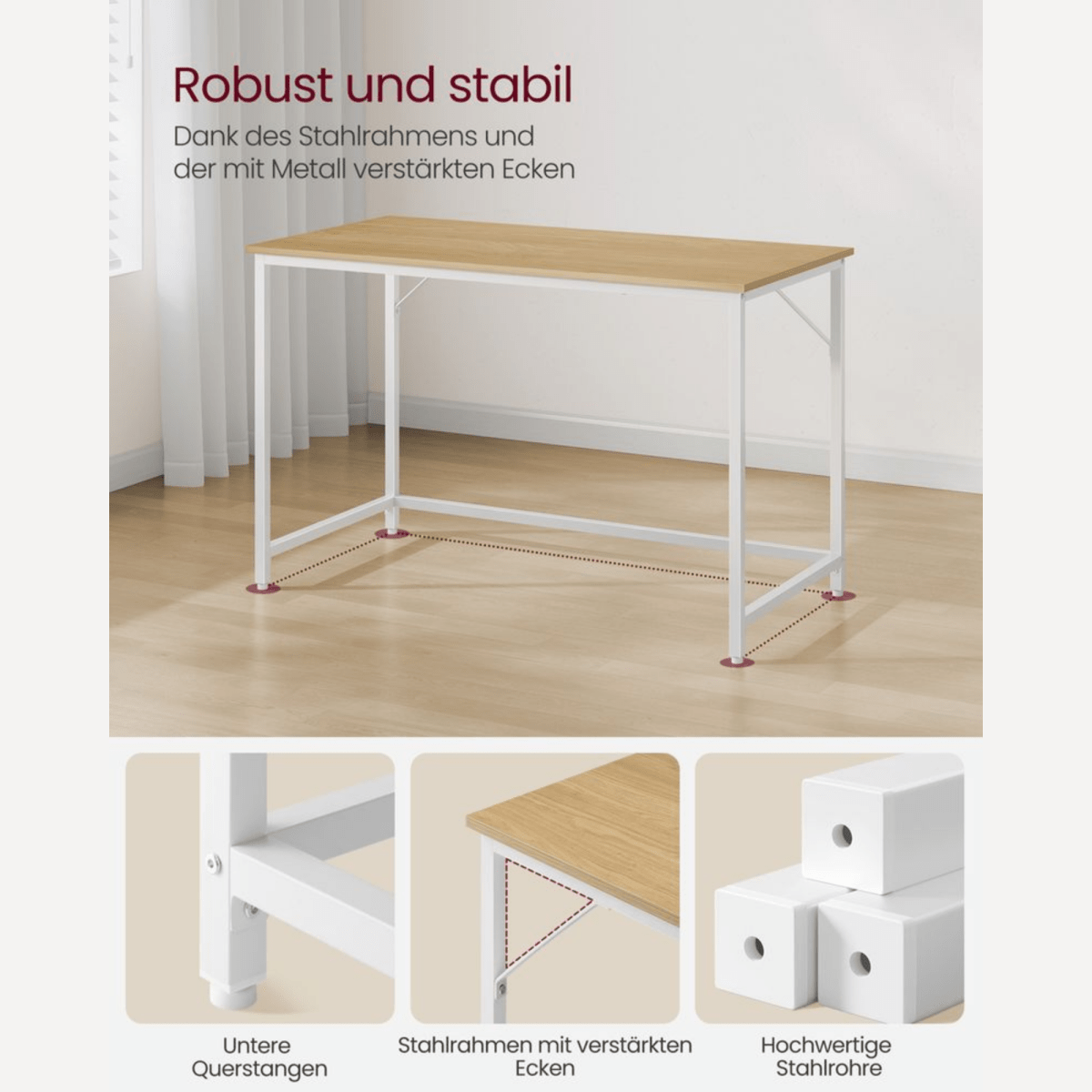 Schmaler Schreibtisch – Luca – Kompakt & Klein im Industrie - Design - nestful