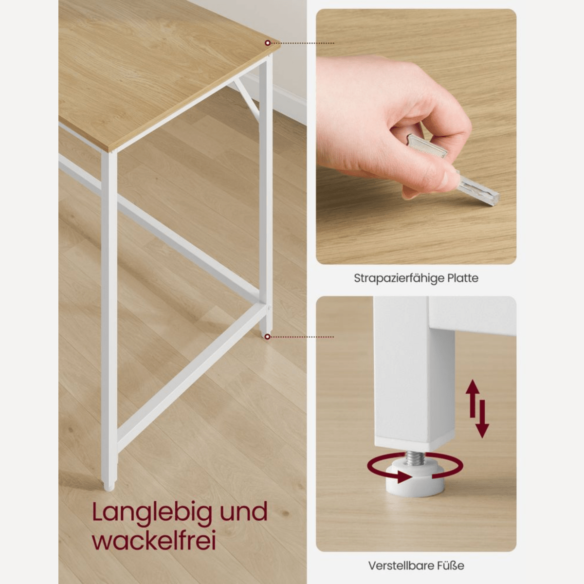 Schmaler Schreibtisch – Luca – Kompakt & Klein im Industrie - Design - nestful