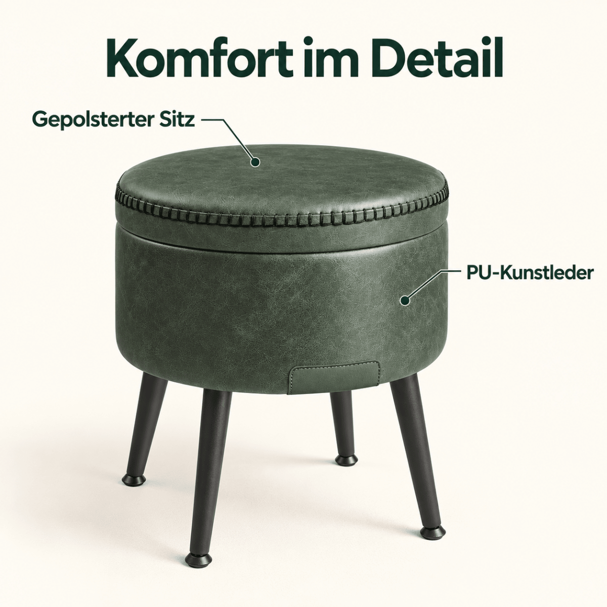 Schminkhocker Daphne – mit Stauraum und Wendedeckel - nestful