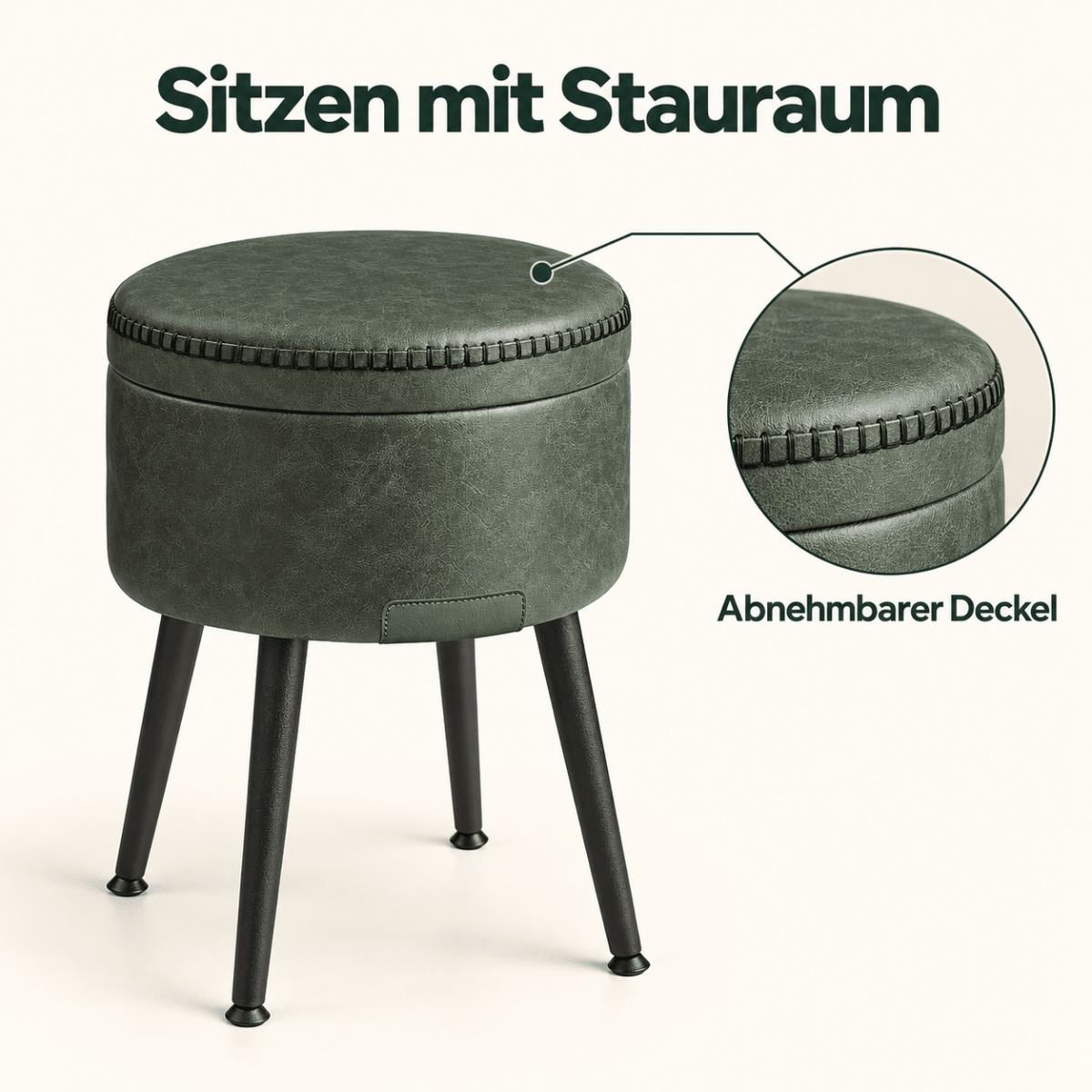 Schminkhocker Daphne – mit Stauraum und Wendedeckel - nestful