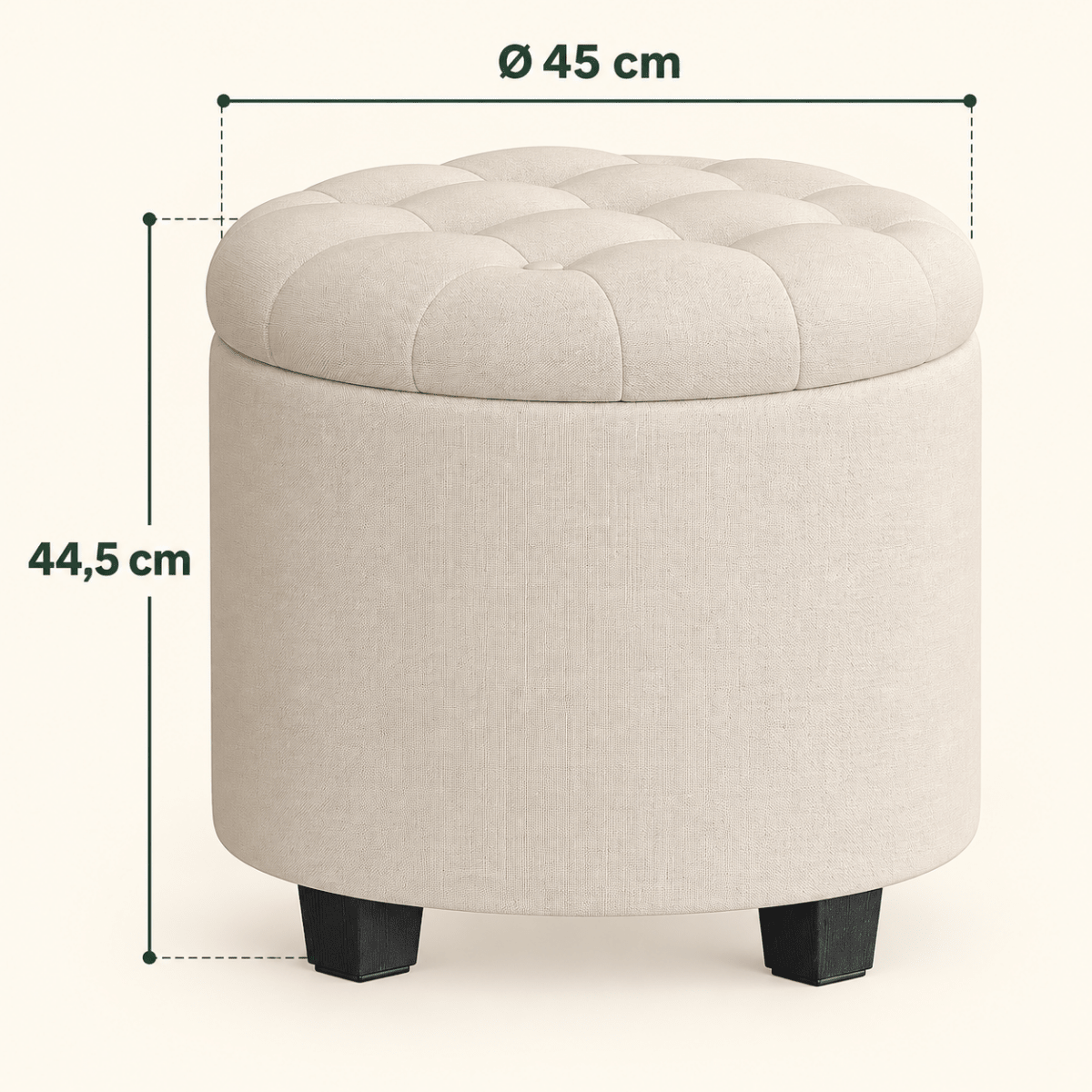 Schminkhocker Estelle – mit Stauraum und Stoffbezug - nestful