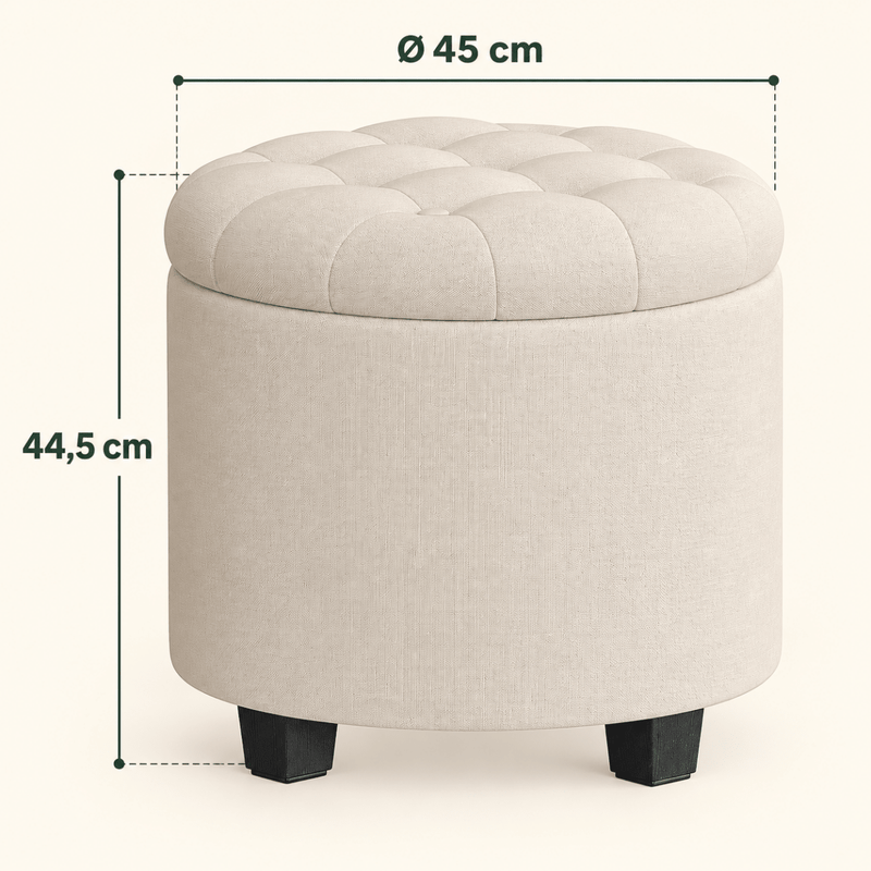 Schminkhocker Estelle – mit Stauraum und Stoffbezug - nestful