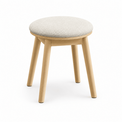 Schminkhocker Fiona – mit Bouclé-Bezug und Holzbeinen - nestful