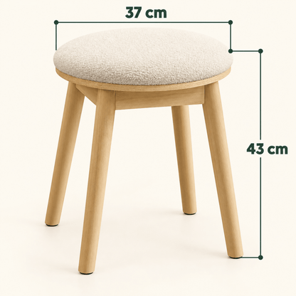 Schminkhocker Fiona – mit Bouclé-Bezug und Holzbeinen - nestful