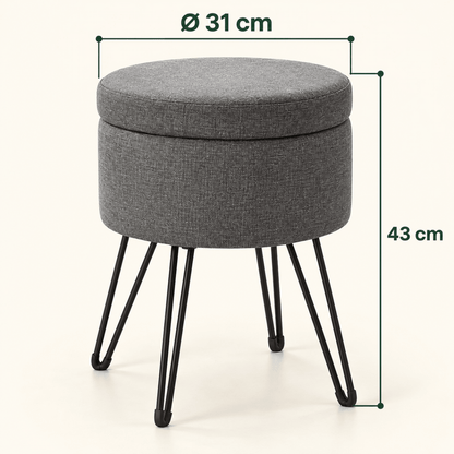 Schminkhocker Greta – mit Stauraum, rund und kompakt - nestful