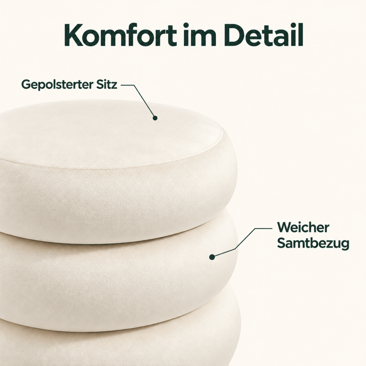 Schminkhocker Helena – mit Stauraum, Samt oder Plüsch - nestful