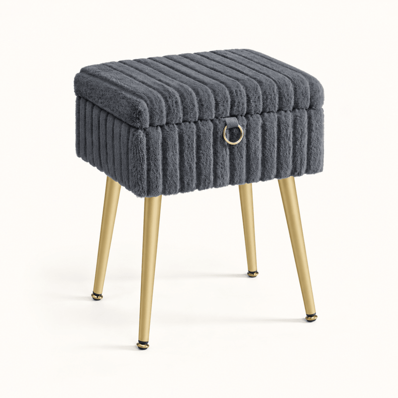 Schminkhocker Kiara – mit Stauraum und Metallbeinen - nestful
