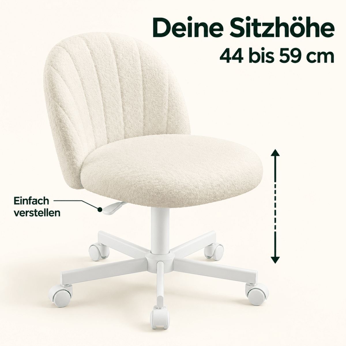 Schminkstuhl Lucia – mit Fleecebezug und Rollen - nestful