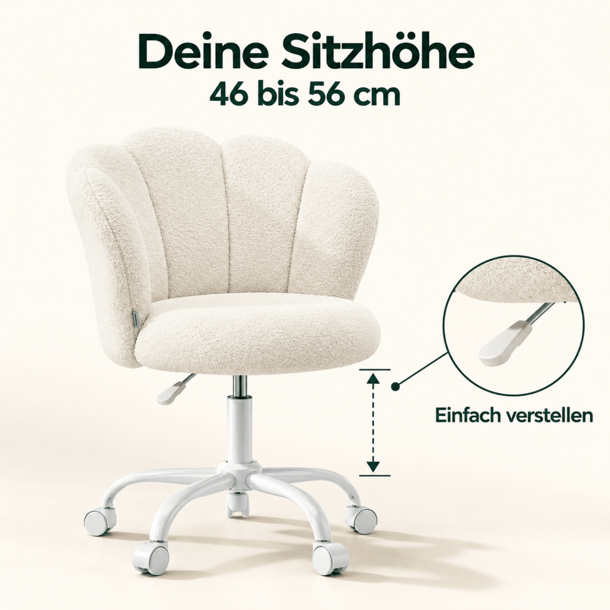 Schminkstuhl Melina – in Blütenform mit Fleecebezug - nestful