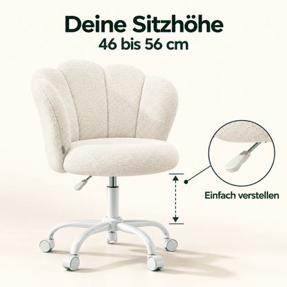 Schminkstuhl Melina – in Blütenform mit Fleecebezug - nestful
