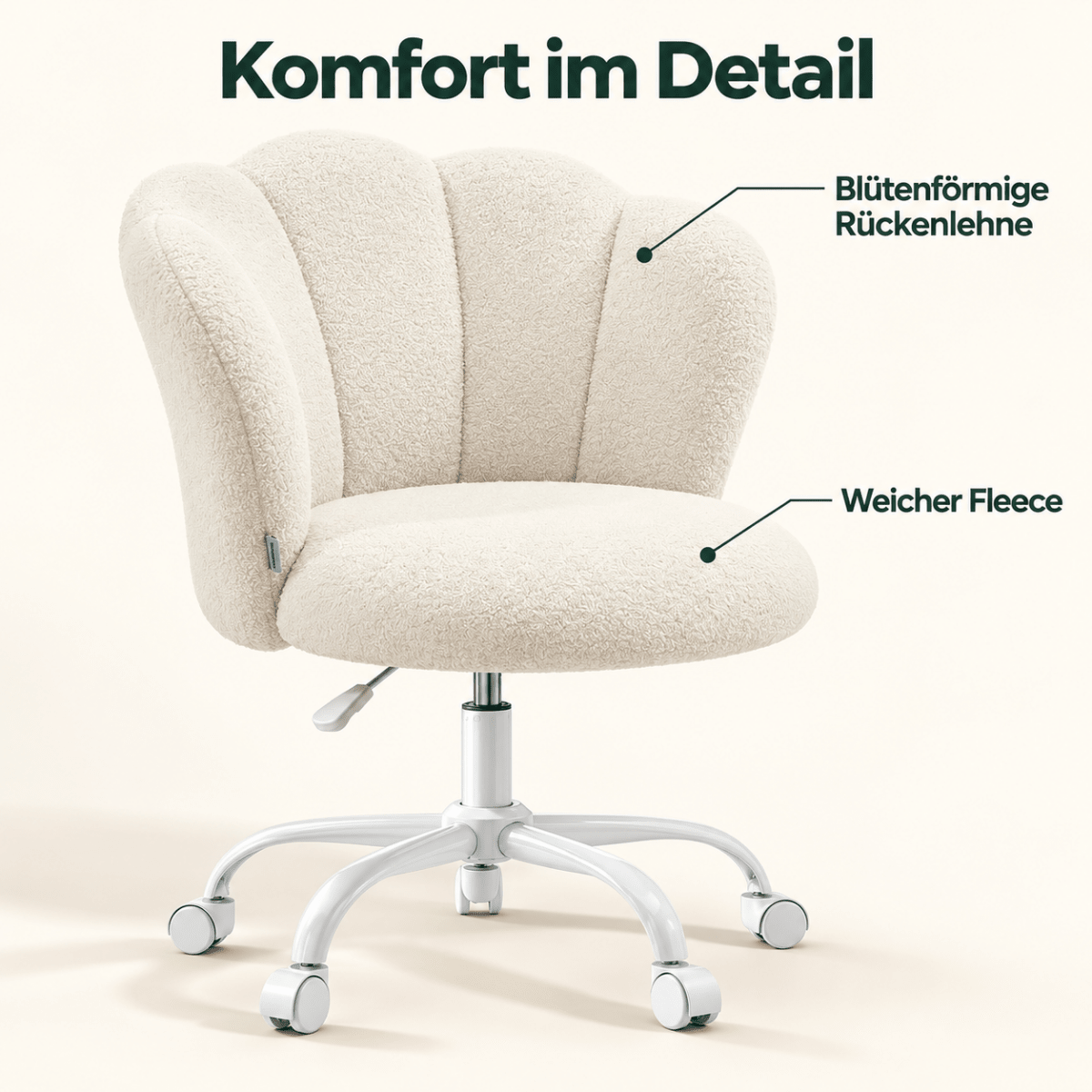 Schminkstuhl Melina – in Blütenform mit Fleecebezug - nestful
