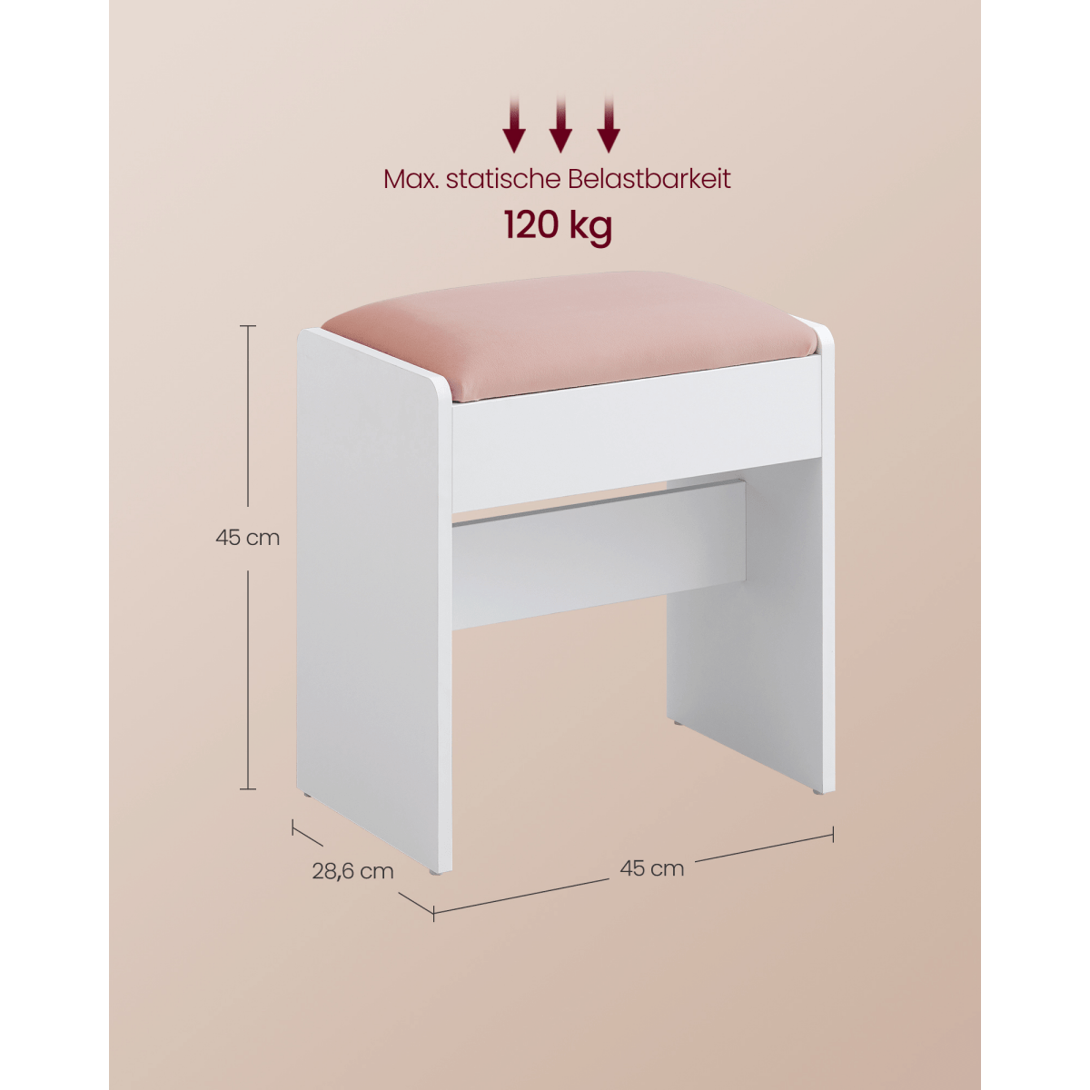 Schminktisch Hocker - Jolie - aus Samt, mattweiß & pastellrosa - nestful