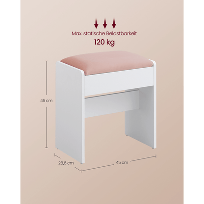 Schminktisch Hocker - Jolie - aus Samt, mattweiß & pastellrosa - nestful