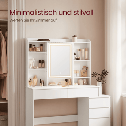 Schminktisch - Liv - in Wolkenweiß mit LED - Beleuchtung - nestful