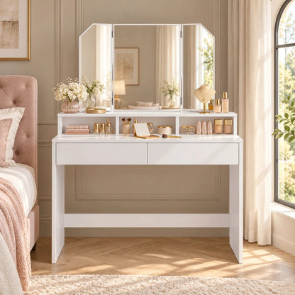 Schminktisch mit dreiteiligem Spiegel Freya – 100 cm - nestful