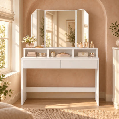 Schminktisch mit dreiteiligem Spiegel Freya – 100 cm - nestful