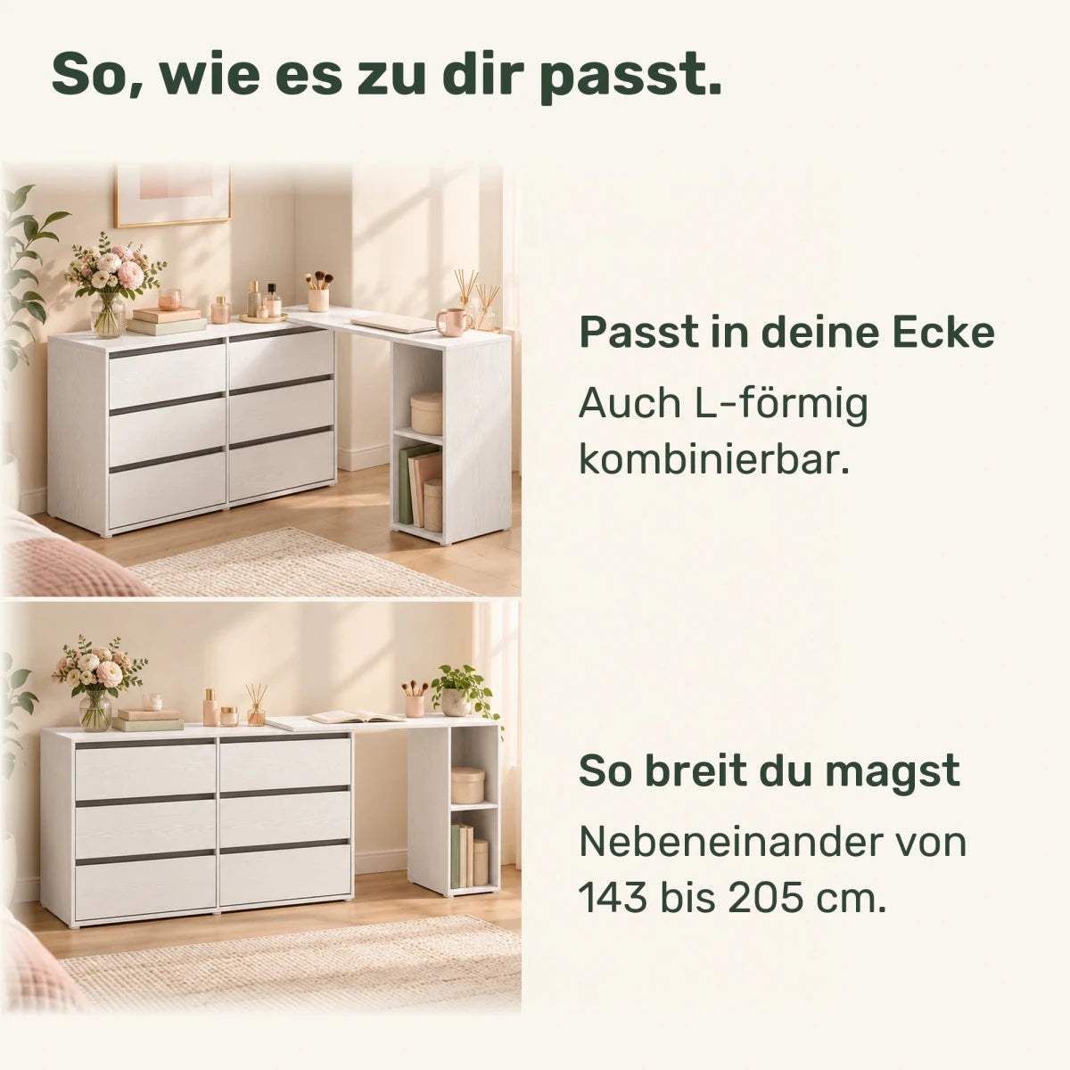 Schminktisch mit Kommode und Regal Svea - nestful