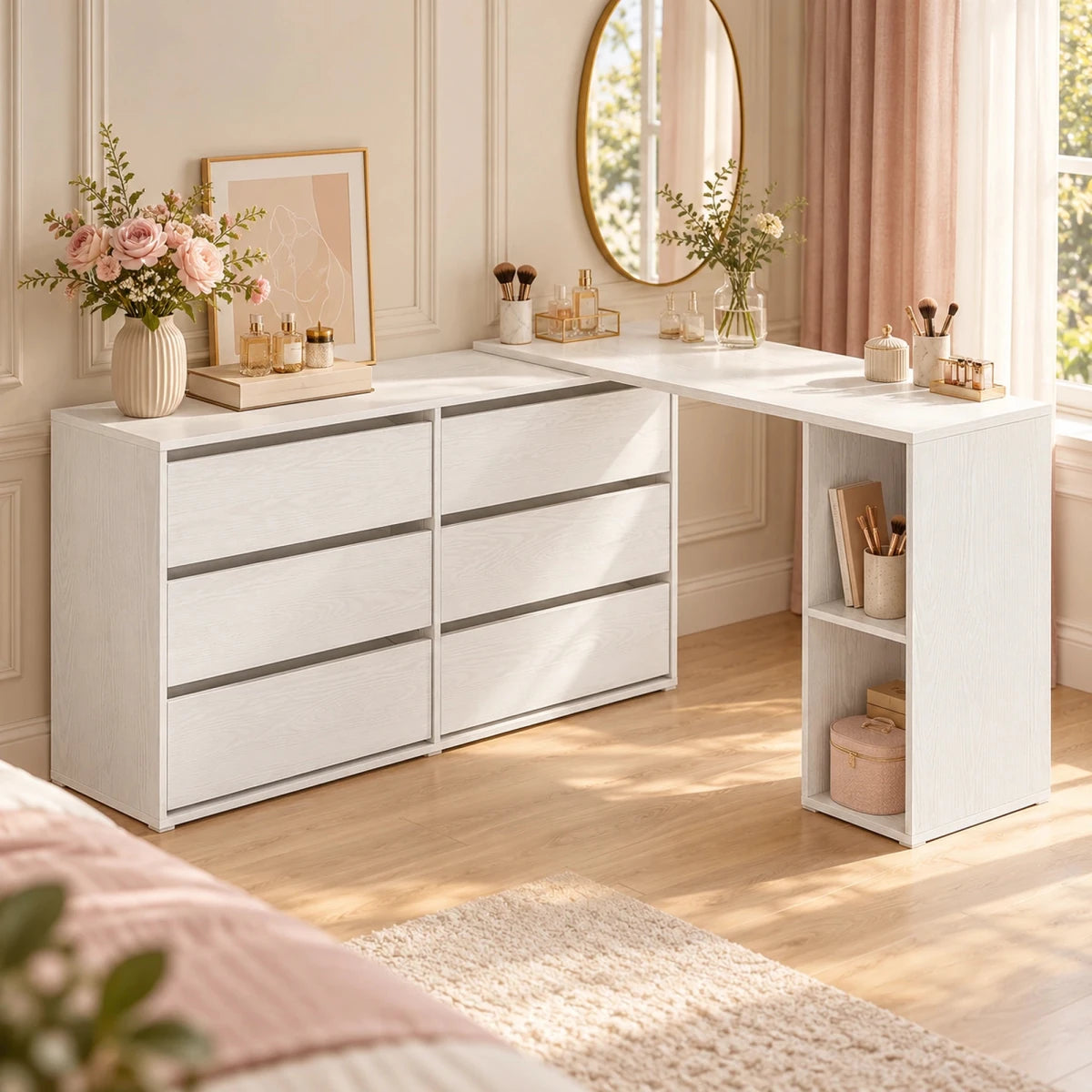 Schminktisch mit Kommode und Regal Svea - nestful