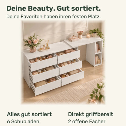 Schminktisch mit Kommode und Regal Svea - nestful
