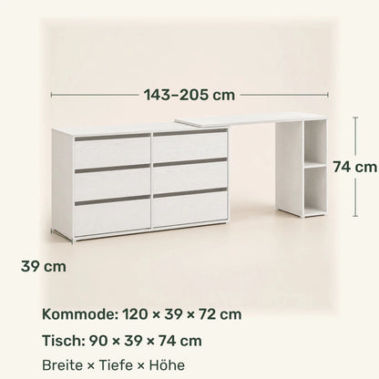 Schminktisch mit Kommode und Regal Svea - nestful