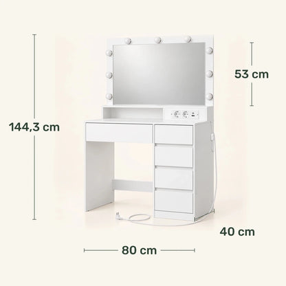 Schminktisch mit RGB-Beleuchtung und 5 Schubladen Yara – 80 cm - nestful
