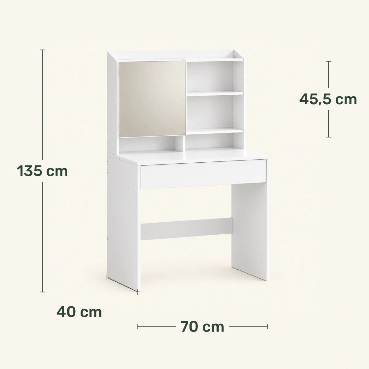 Schminktisch mit Spiegel und Schublade Smilla – 70 cm - nestful