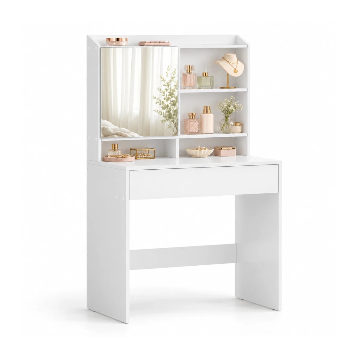 Schminktisch mit Spiegel und Schublade Smilla – 70 cm - nestful
