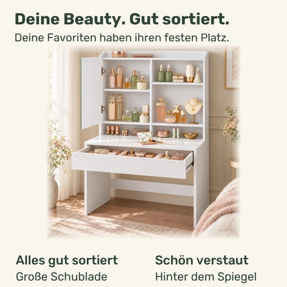 Schminktisch mit Spiegel und Schublade Smilla – 70 cm - nestful