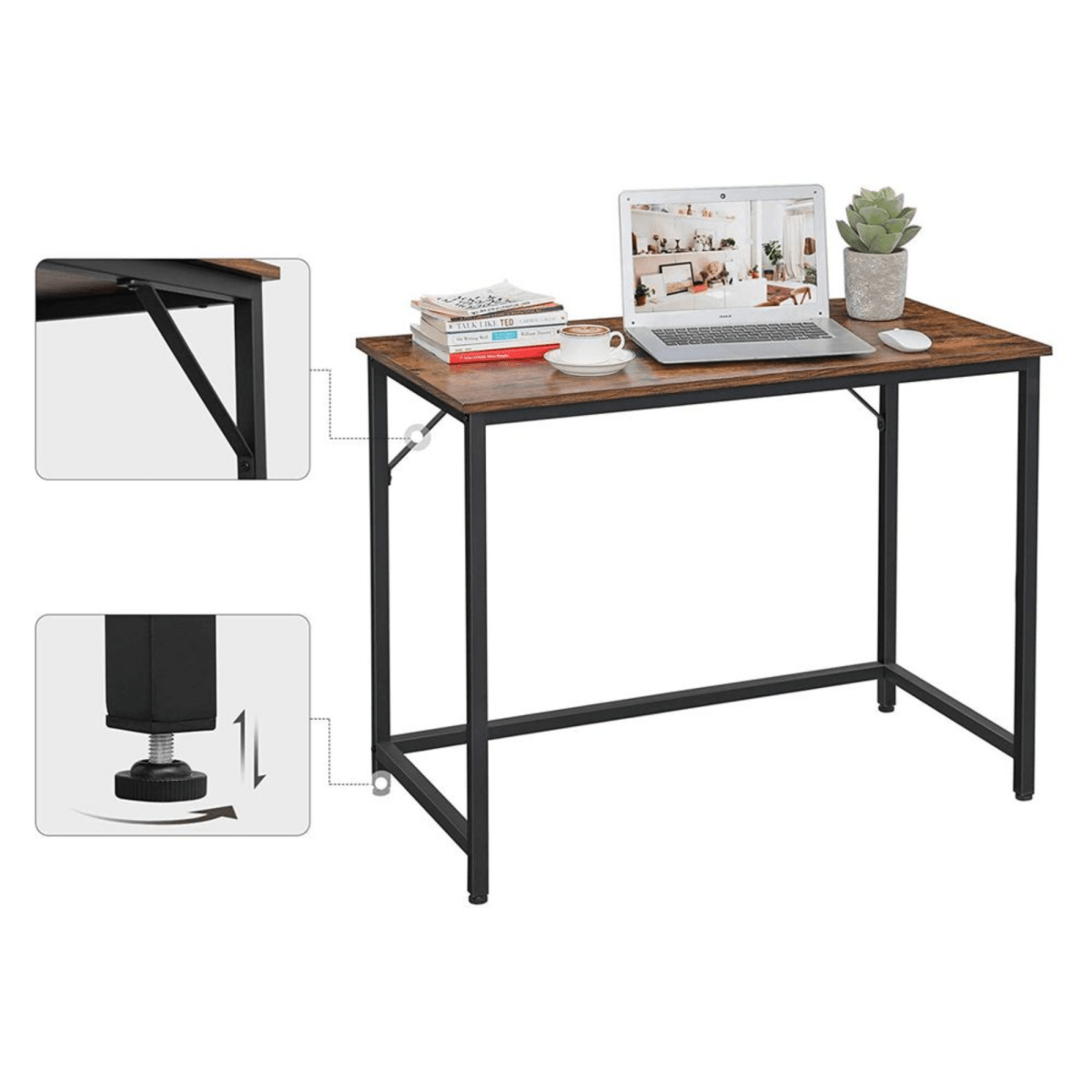 Schreibtisch 100 × 50 cm – Arvo – kompakter Bürotisch im Industrie - Design - nestful