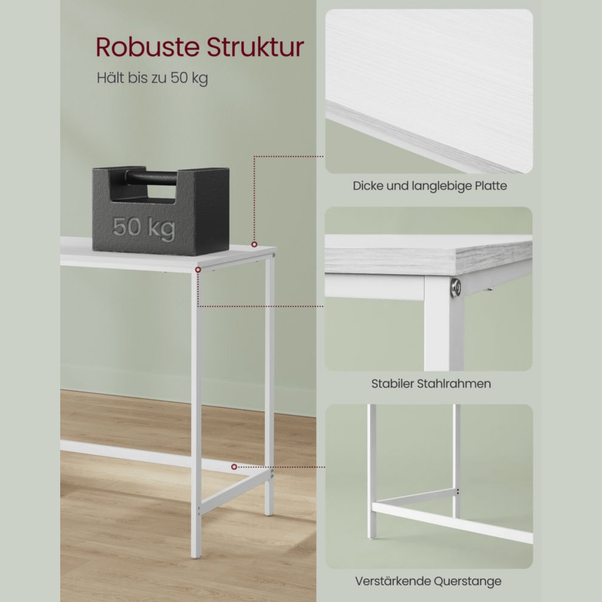 Schreibtisch 100 × 50 cm – Milo – mit 2 Ablagen im Industrie - Design - nestful
